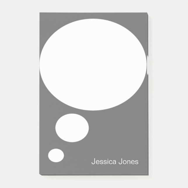 Talk Bubble Rounded Personalised Grey Custom Post-it Notes (Front)