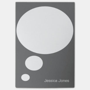Talk Bubble Rounded Personalised Grey Custom Post-it Notes