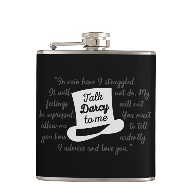 Talk Darcy To Me II Hip Flask (Front)