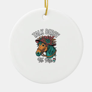 Talk Derby Horse Vintage Engraving Design Ceramic Tree Decoration