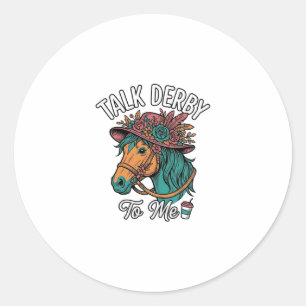 Talk Derby Horse Vintage Engraving Design Classic Round Sticker