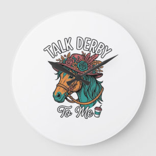 Talk Derby Horse Vintage Engraving Design Large Clock