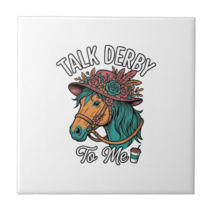 Talk Derby Horse Vintage Engraving Design Tile