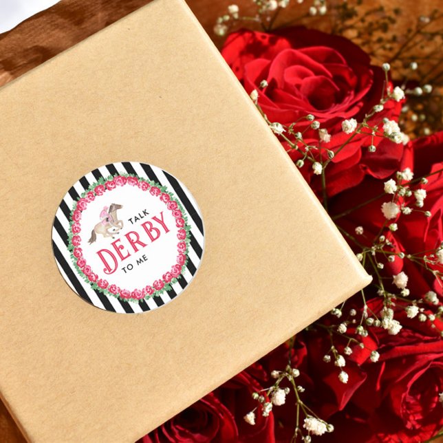 Talk Derby to Me | Horse Race Derby Bridal Shower Classic Round Sticker (Creator Uploaded)