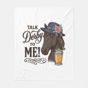 Talk Derby to Me Horse Vintage Engraving Shirt_1 Fleece Blanket