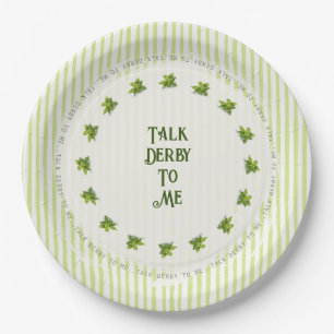 Talk Derby To Me Mint Julep Green Striped Paper Plate
