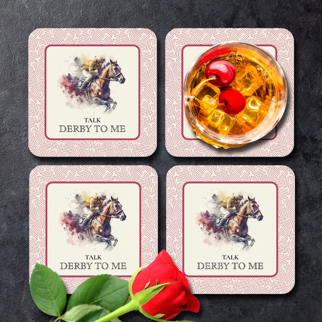 Talk Derby to Me Race Horse Red Square Paper Coaster (Creator Uploaded)