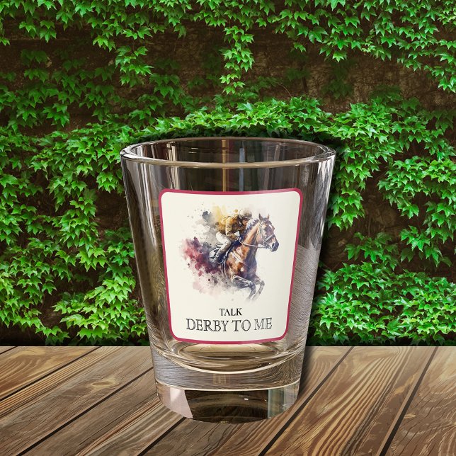 Talk Derby to Me Racehorse Red Shot Glass (Talk Derby to Me Racehorse Red Border Shot Glass)