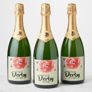Talk Derby to Me Red Rose Floral Sparkling Wine Label
