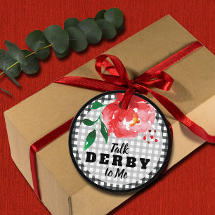 Talk Derby to Me Red Rose on Gingham Favour Tags