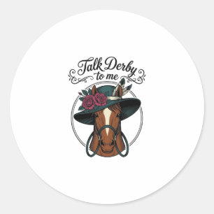 Talk Derby To Me Vintage Horse Hat Design Classic Round Sticker