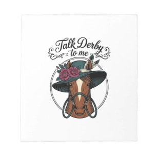 Talk Derby To Me Vintage Horse Hat Design Notepad