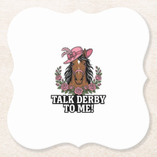 Talk Derby To Me Vintage Horse Rose Derby Design Paper Coaster