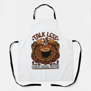 Talk Less Drink More Coffee Cup Halloween Pumpkins Apron