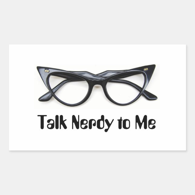 Talk Nerdy + Glasses Rectangular Sticker (Front)