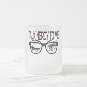 Talk Nerdy To Me Geek Glasses Winking Eye Green Frosted Glass Coffee Mug