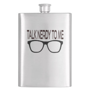 Talk Nerdy To Me with Black Geek Glasses Hip Flask