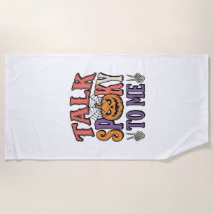 Talk Spooky To Me Vintage Halloween Shirt Design_1 Beach Towel