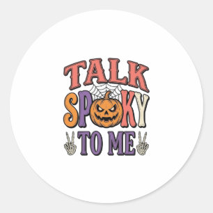 Talk Spooky To Me Vintage Halloween Shirt Design_1 Classic Round Sticker