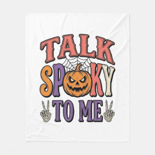 Talk Spooky To Me Vintage Halloween Shirt Design_1 Fleece Blanket