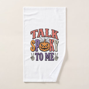 Talk Spooky To Me Vintage Halloween Shirt Design_1 Hand Towel