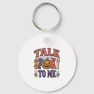 Talk Spooky To Me Vintage Halloween Shirt Design_1 Key Ring