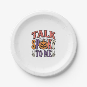 Talk Spooky To Me Vintage Halloween Shirt Design_1 Paper Plate