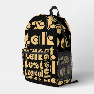 Talk Text Travel Black Printed Backpack