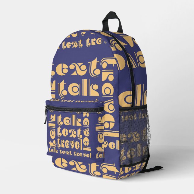 Talk Text Travel Blue   Printed Backpack (Back Corner Right)