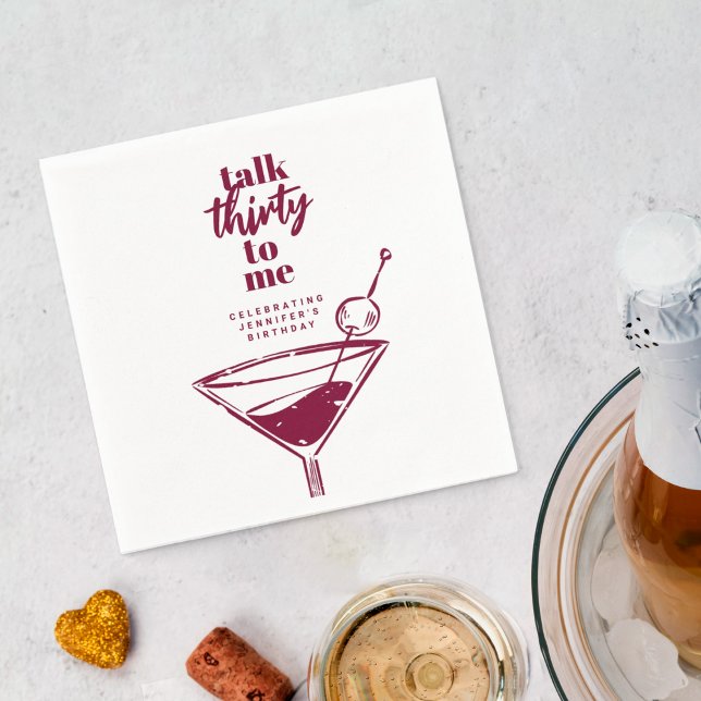 Talk Thirty To Me 30th Birthday Cocktail Party Napkin (Creator Uploaded)
