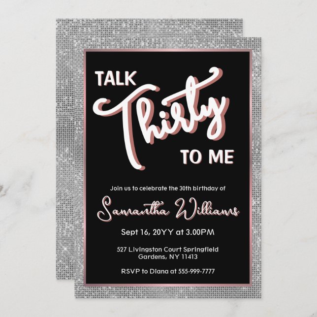 Talk Thirty To Me 30th Birthday Custom Invitation (Front/Back)