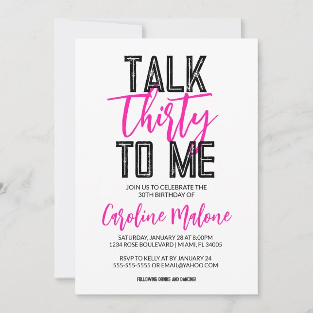 Talk Thirty To Me 30th Birthday Invitation  (Front)