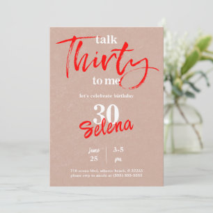 Talk Thirty To Me 30th Birthday Invitation Card