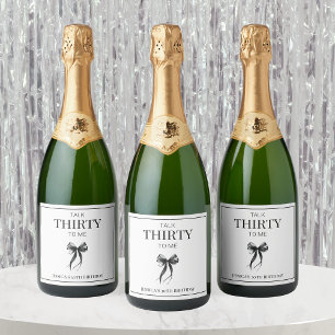 Talk Thirty to Me 30th Birthday Party Minimalist Sparkling Wine Label