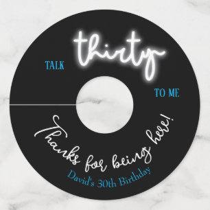 Talk Thirty To Me, 30th Birthday Party Wine Glass Tag