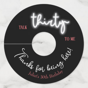 Talk Thirty To Me, 30th Birthday Party Wine Glass Tag