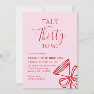 Talk Thirty To Me Birthday girl Party Invitation, Invitation