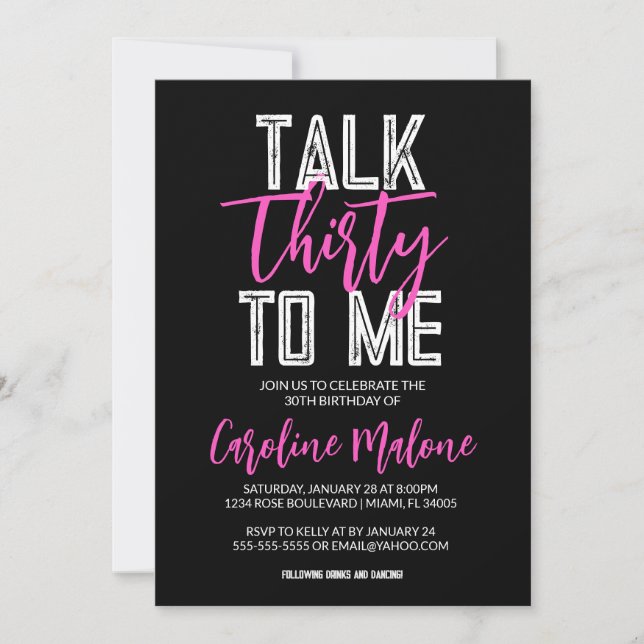 Talk Thirty To Me Birthday Party Invitation  (Front)