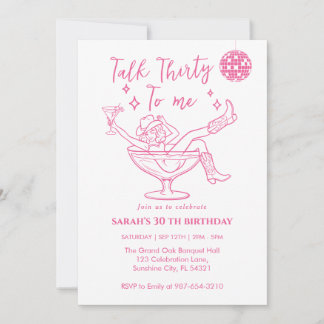 Talk Thirty To Me Birthday  retro girl Party  Invitation