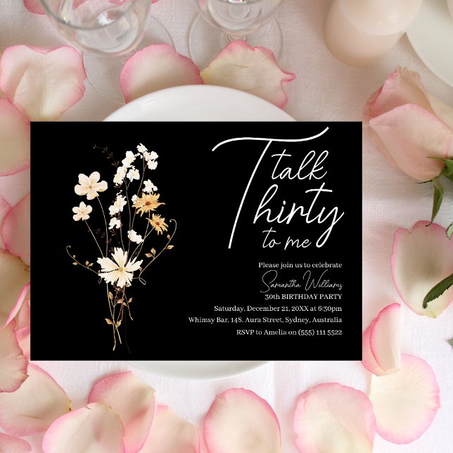 Talk Thirty to me Black 30th birthday invitation (Creator Uploaded)