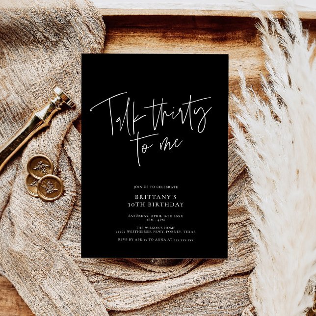 Talk Thirty to Me Chic Modern 30th Birthday Invitation (Creator Uploaded)