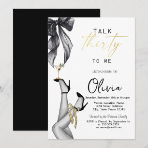 Talk Thirty To Me High Heels Martini 30th Birthday Invitation