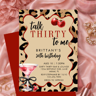 Talk Thirty To Me Leopard & Cherries 30th Birthday Invitation