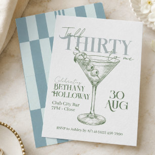 Talk Thirty To Me Martini Cocktail 30th Birthday Invitation