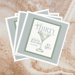 Talk Thirty To Me Martini Cocktail 30th Birthday Napkin