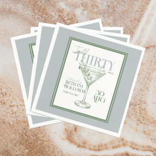 Talk Thirty To Me Martini Cocktail 30th Birthday Napkin