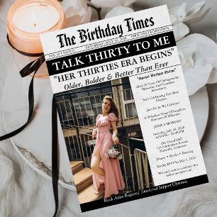Talk Thirty To Me Newspaper 30th Birthday  Invitation