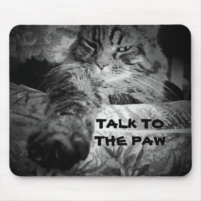 Talk to the paw Cat Meme Mouse Mat (Front)