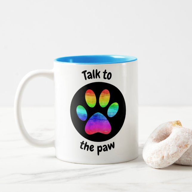 Talk to the paw Two-Tone coffee mug (With Donut)