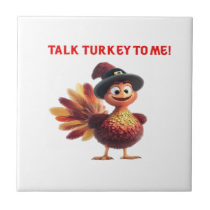 Talk Turkey To Me Funny Thanksgiving Design Classi Tile